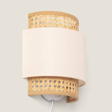 Amaia Rattan & Fabric Wall Lamp