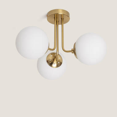 Hanglamp Metaal en Glas Moonlight Brass 3spots