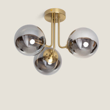 Hanglamp Metaal en Glas Moonlight Brass 3spots