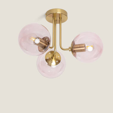 Lampadario Metallo e Vetro Moonlight Brass 3 punti luce