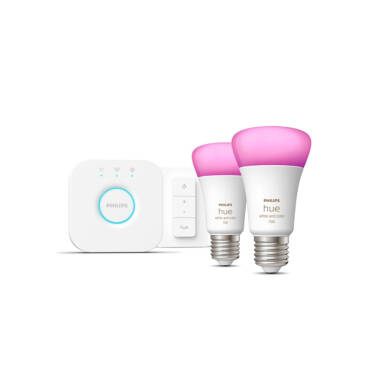 Pack of 2u E27 Smart LED Bulbs PHILIPS Hue White and Color 11W 1055 lm Starter Kit