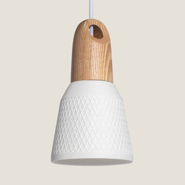 Lampa Wisząca Ceramiczno-drewniana Reilles