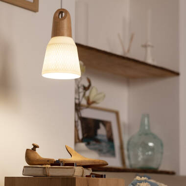 Product van Hanglamp Keramiek en Hout Retilles 