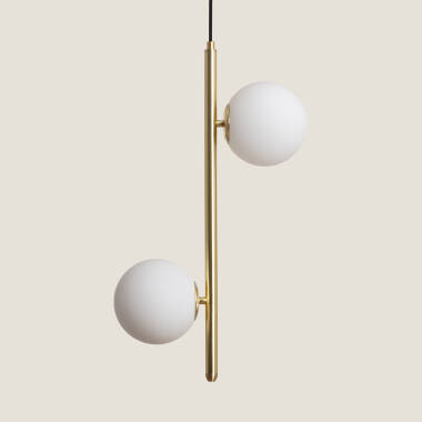 Hanglamp van Metaal en Glas Moonlight Dubbel