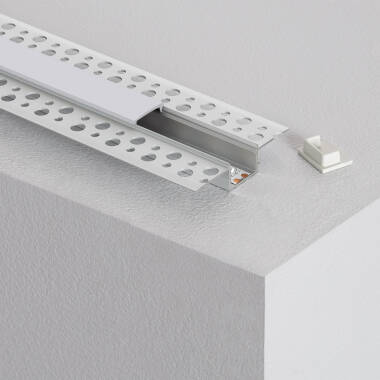 Aluminium Profile with Continuous Cover Plaster/Plasterboard for LED Strip up to 15 mm