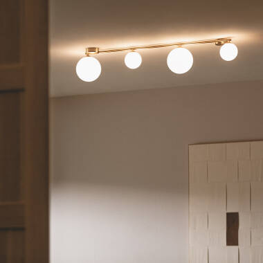 Product van Hanglamp Metaal en Glas Moonlight Brass 4spots