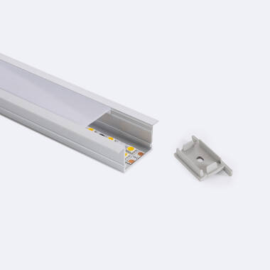 Aluminiumprofil Einbau Flach mit durchgehender Abdeckung für LED Streifen bis 25 mm