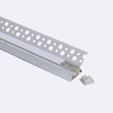 Aluminiumprofil Integrierung in Gips/Pladur mit durchgehender Abdeckung für Ecke Innenbereich für LED Streifen bis 9 mm