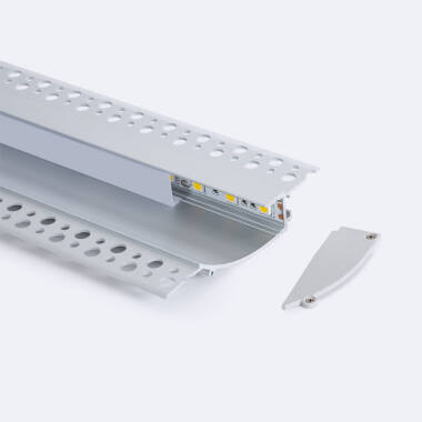 2m Recessed Plaster/Plasterboard Aluminium Profile for LED Strips up to 12 mm