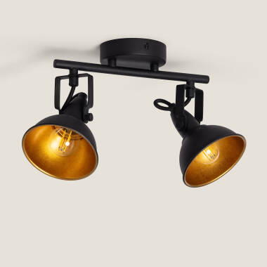 Lampada da Soffitto Orientabile in Alluminio 2 Faretti Emer Nero