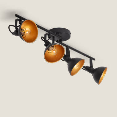 Emer Adjustable Aluminium 4 Spotlight Black Ceiling Lamp