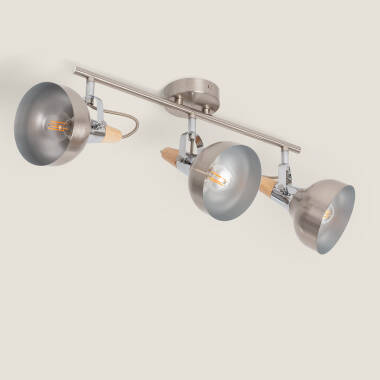 Emery Adjustable Aluminium 3 Spotlight Ceiling Lamp in Silver