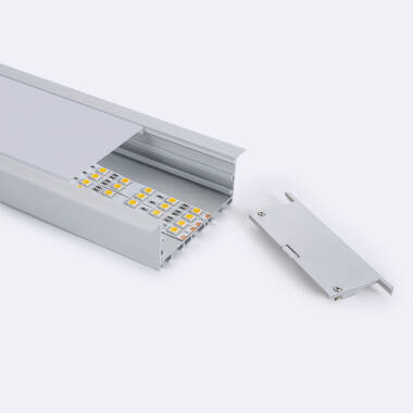 Profilé Aluminium Encastré Grande Taille avec Capot Continu pour Rubans LED jusqu'à 60 mm