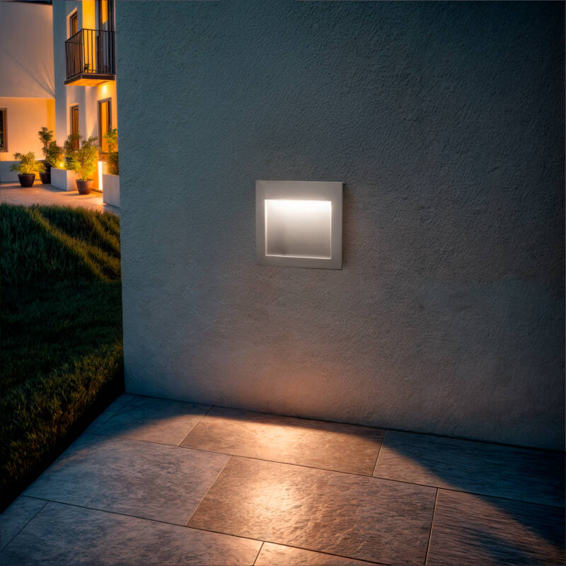 Product of 4W Natt Outdoor Square Recessed LED Wall Light in White