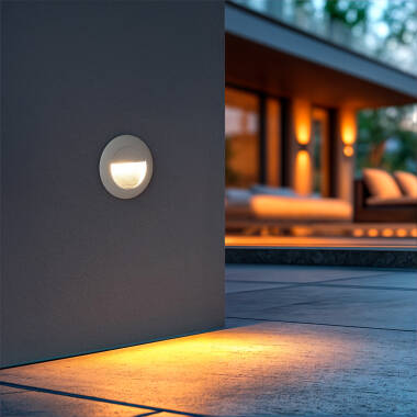 Balise Murale LED Extérieur 3W Aluminium Ronde Wabi Blanche