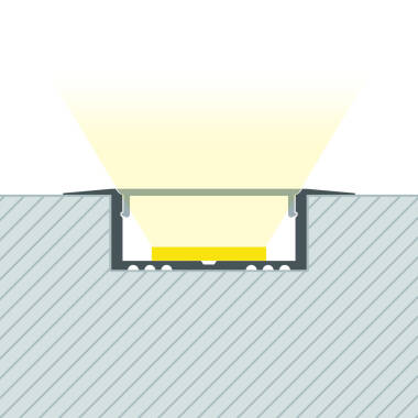 Aluminium Recessed Profile with Continuous Cover for LED Strip up to 31mm