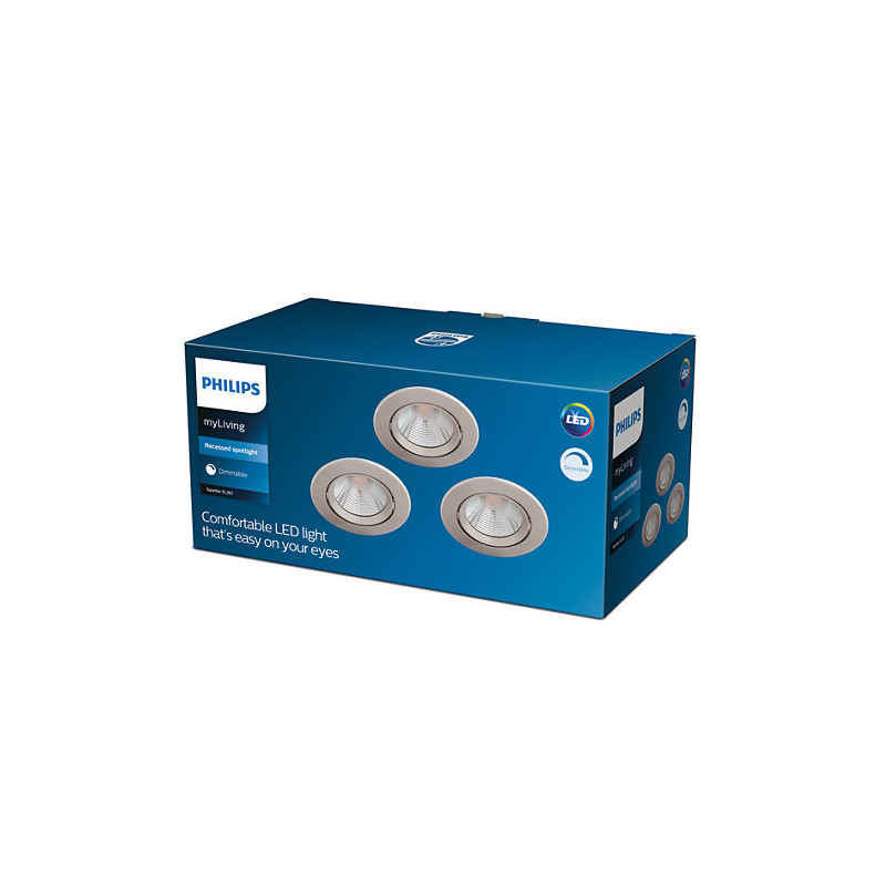 Produkt von 3er Pack LED Downlight Einbaustrahler 5.5W PHILIPS Sparkle Dimmbar Schnitt Ø 70 mm