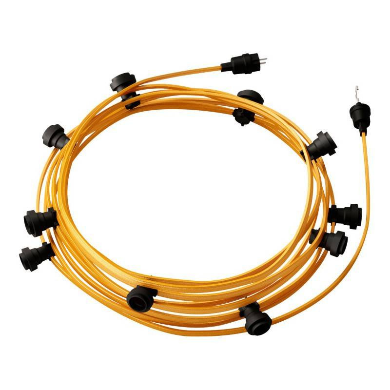 Product van Licht Slinger Outdoor Lumet System 12,5m met 10 E27 Fittingen Zwart  Creative-Cables CATE27N125 