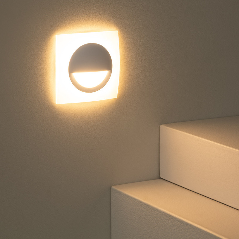 Produit de Balise LED 3W Encastrable au Mur Carrée Occulare Blanche