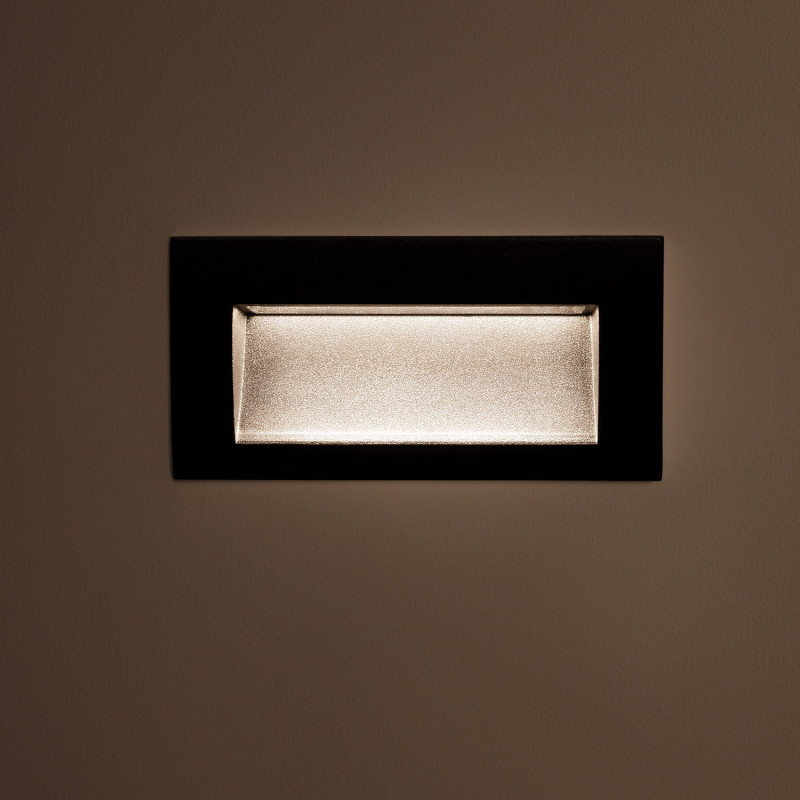 Produit de Balise LED Extérieure 4W Encastrable au Mur Rectangulaire Elin Noire 