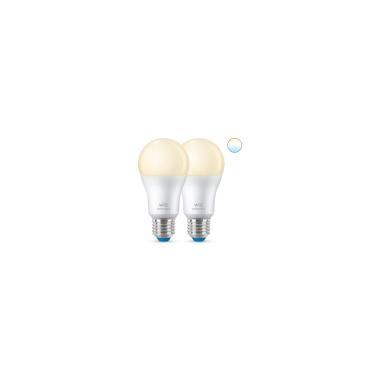 Pack of 2u E27 Smart LED Bulb WiFi + Bluetooth WIZ Dimmable 8W A60 806 lm