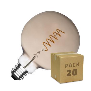 [NO ACTIVAR] Boîte de 20 Ampoules LED Dimmable E27 Filament Spirale Smoke Suprême G125 4W Blanc Chaud