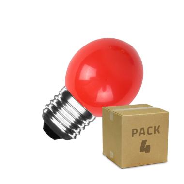 Pack of 4u E27 LED Bulbs 3W G45 300 lm in Red