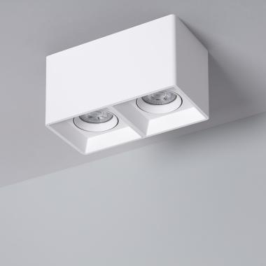 Plafonnier Space Carré Double Blanc avec Ampoule GU10