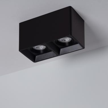 Applique da Soffitto con Lampadina GU10 Quadrata Doppia Nero Space