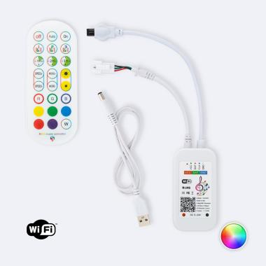 Přijímač Tuya WiFi pro LED RGB Pásky Digital SPI 5-24V DC s Dálkovým Ovladačem IR