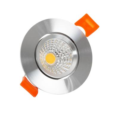 Round 5W LED Downlight Ø55mm Cut Out COB CRI90 in Silver