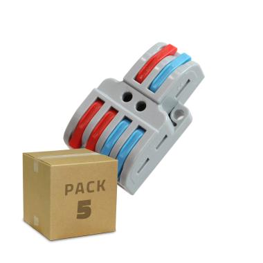 Pack 5 Connecteurs Rapides 2 Entrées et 4 Sorties SPL-42 pour Câble Électrique de 0.08-4mm²