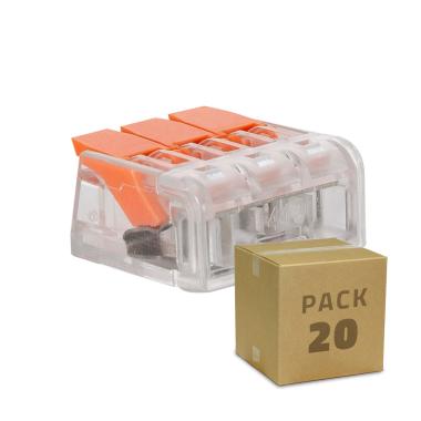 Pack 20 Connecteurs Rapides 3 Entrées pour Câble Électrique 0.08-4mm²