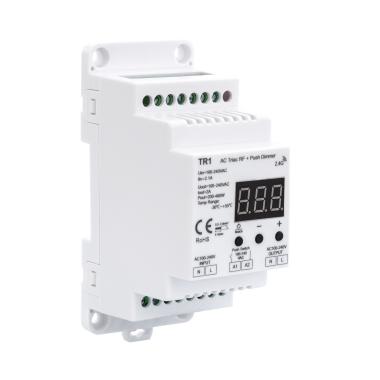 Universal TRIAC RF/Pushbutton LED Dimmer for DIN Rail