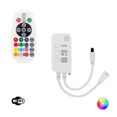 Contrôleur Variateur Wi-Fi pour Ruban LED RGBIC Numérique SPI 12-24V DC avec Télécommande IR