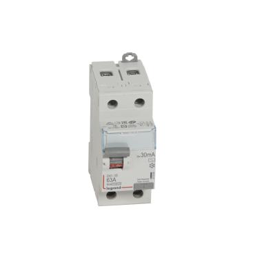 Differentiële Schakelaar Industrieel 2P 30mA 63A 10kA Clase AC LEGRAND DX³ 411506