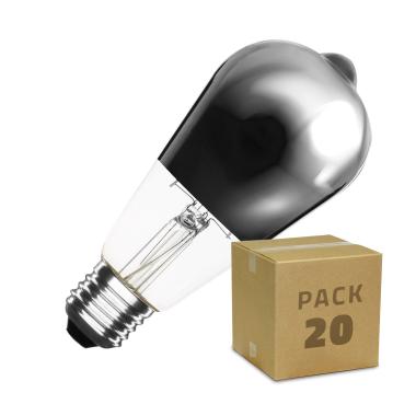 Box da 20 Lampadine LED E27 Regolabile Filamento 7.5W ST64 Chrome Reflect Big Lemon Bianco Caldo