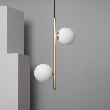 Hanglamp van Metaal en Glas Moonlight Dubbel