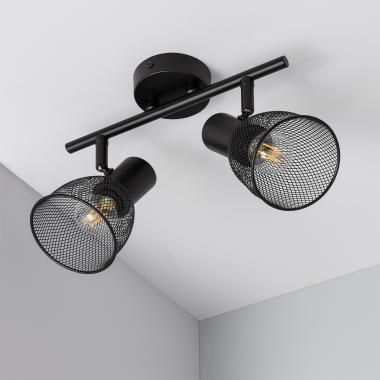 Lampada da Soffitto Orientabile Alluminio 2 Faretti Grid