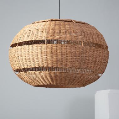 Pendelleuchte Rattan Außen Oblate Bulang Ø800 mm ILUZZIA