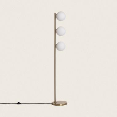 Lampadaire Métal et Verre Moonlight Brass 3 Spots