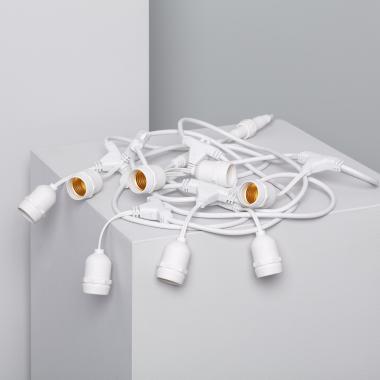 White Waterproof 5.5m String of 8x E27 Lamp Holders (IP65)