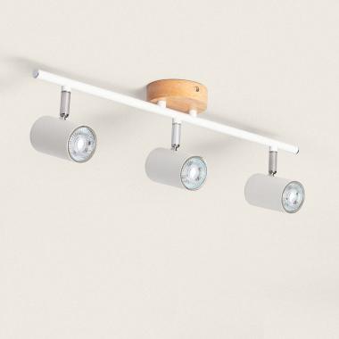 Albus 3 Spotlight Metal & Wood Directional Ceiling Lamp