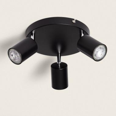 Plafonnier Orientable Rond Métal 3 Spots Albus Black