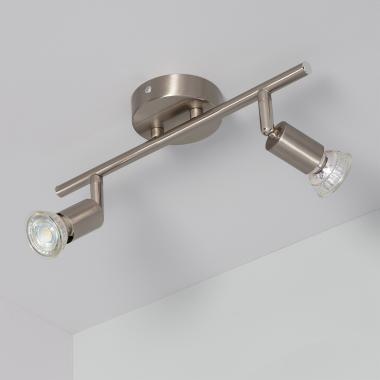 Lampada da Soffitto Orientabile Alluminio 2 Faretti Argento Oasis