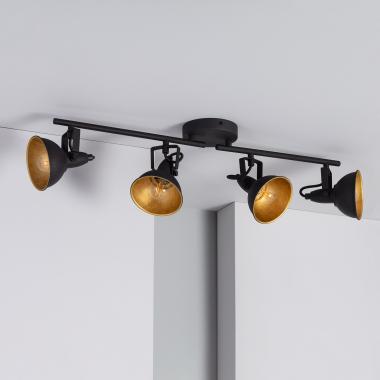 Lampada da Soffitto Orientabile in Alluminio 4 Faretti Emer Nero