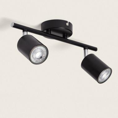 Lampada da Soffitto Orientabile Metallo 2 Faretti Albus Black