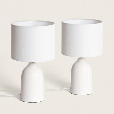 Pack de 2 Lampes à Poser Céramique et Tissu Barva