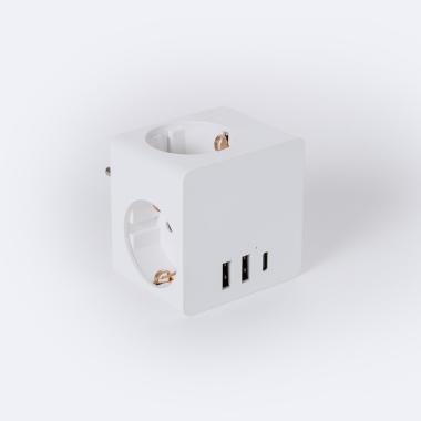 Potrójne Gniazdko Adapter Typu F Schuko 2 USB + 1 USB-C