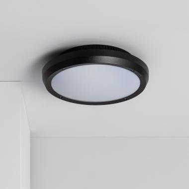 Plafoniera Circolare da Soffitto per Esterni Curio Nero IP65 Ø300 mm